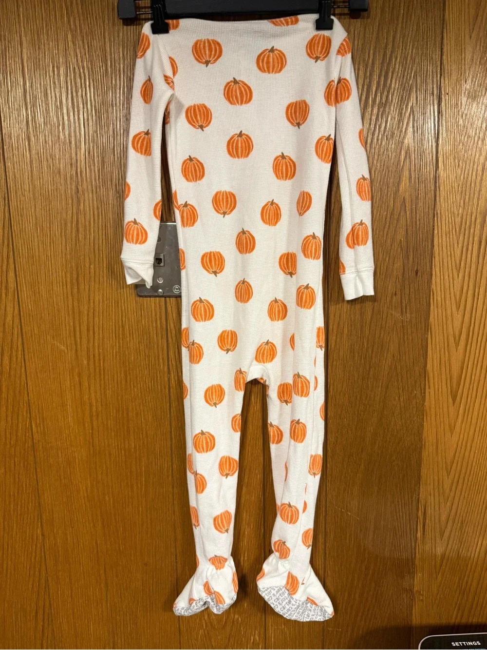 Carter's Cream Footed One-Piece with Orange Pumpkin Print